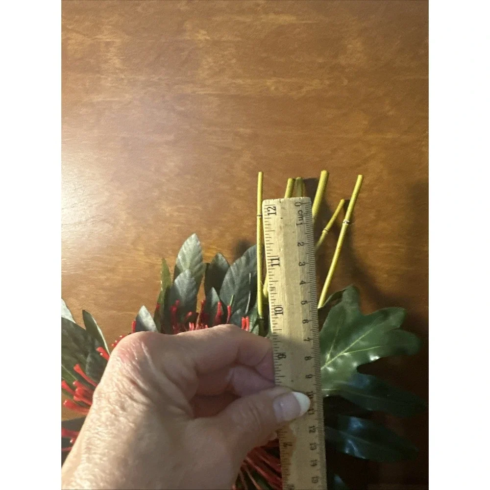 Protea Asian Inspired Tropical silk flowers Red/Orange Artificial in Black Plant